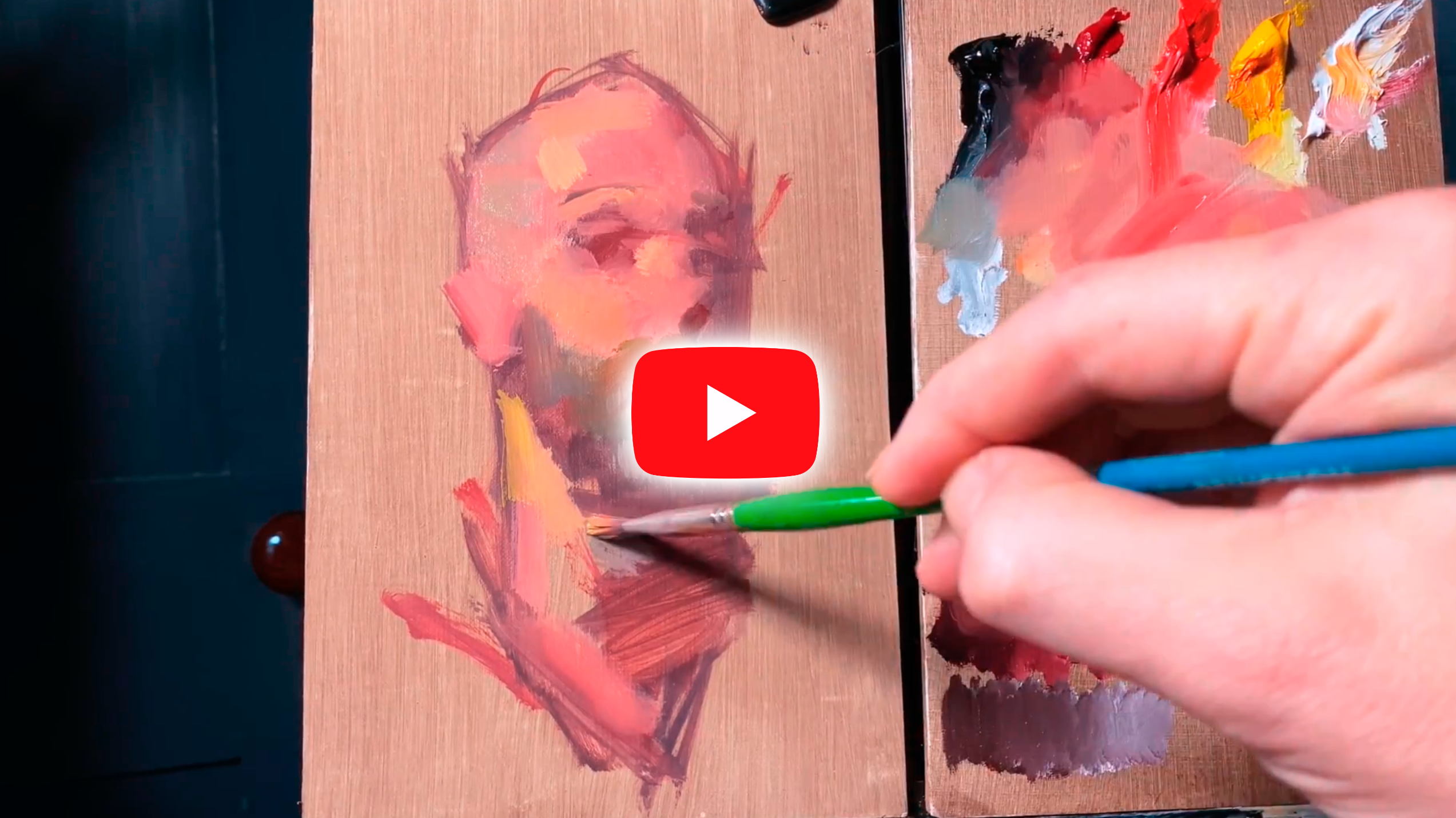 Painting a self portrait from life in the  alla-prima style..mp4