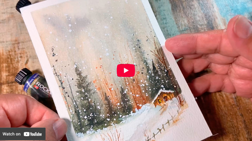 Easy Watercolor Snowscapes- Paint a Beautiful Winter Postcard.mp4